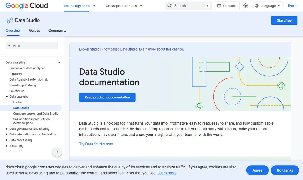 Google CloudのLooker Studioドキュメントページ