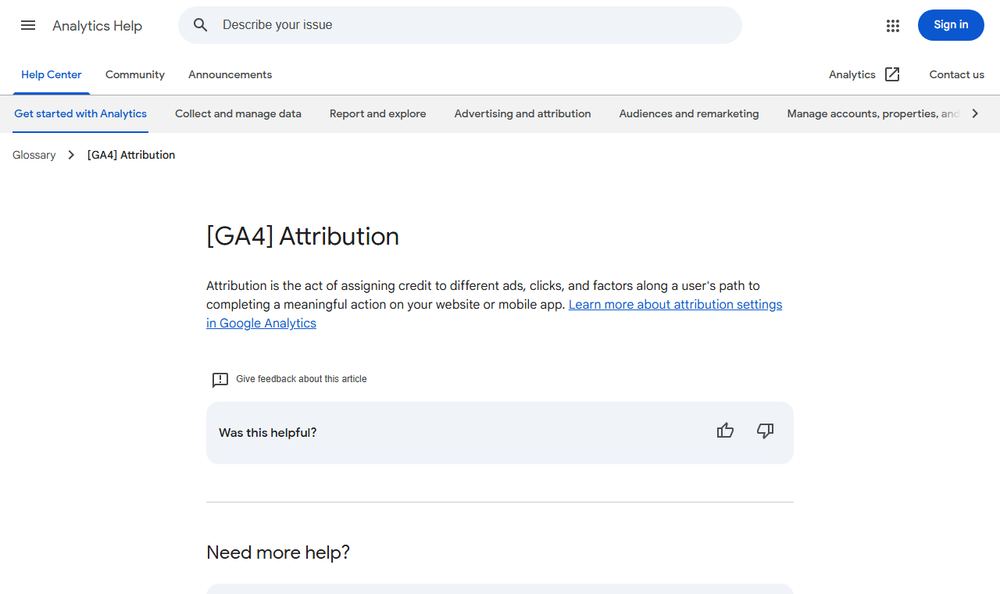 Google Analytics HelpのAttributionページ