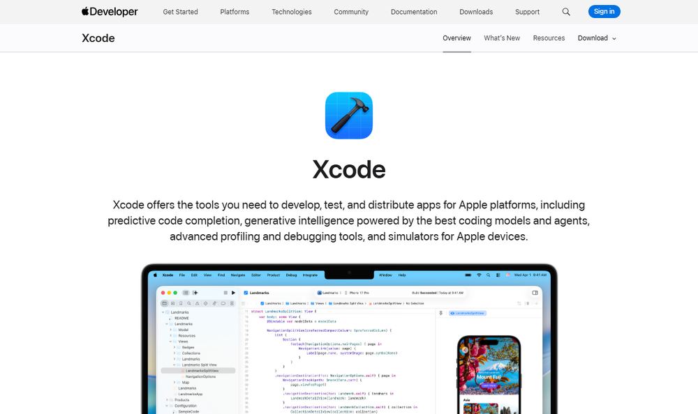 Apple DeveloperのXcode公式ページ