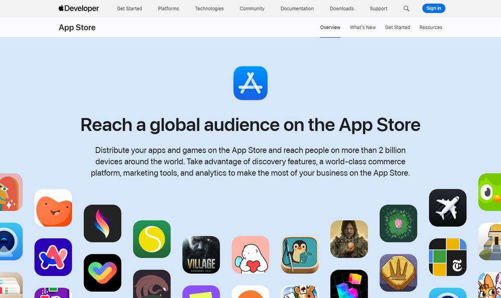 Apple DeveloperのApp Store概要ページ