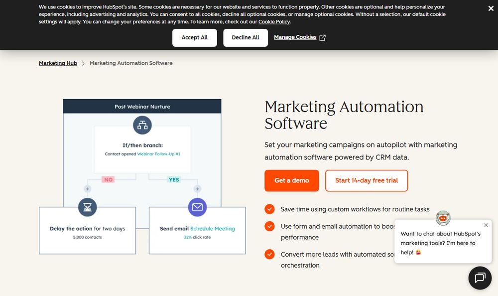 HubSpotのMarketing Automation Software公式ページ