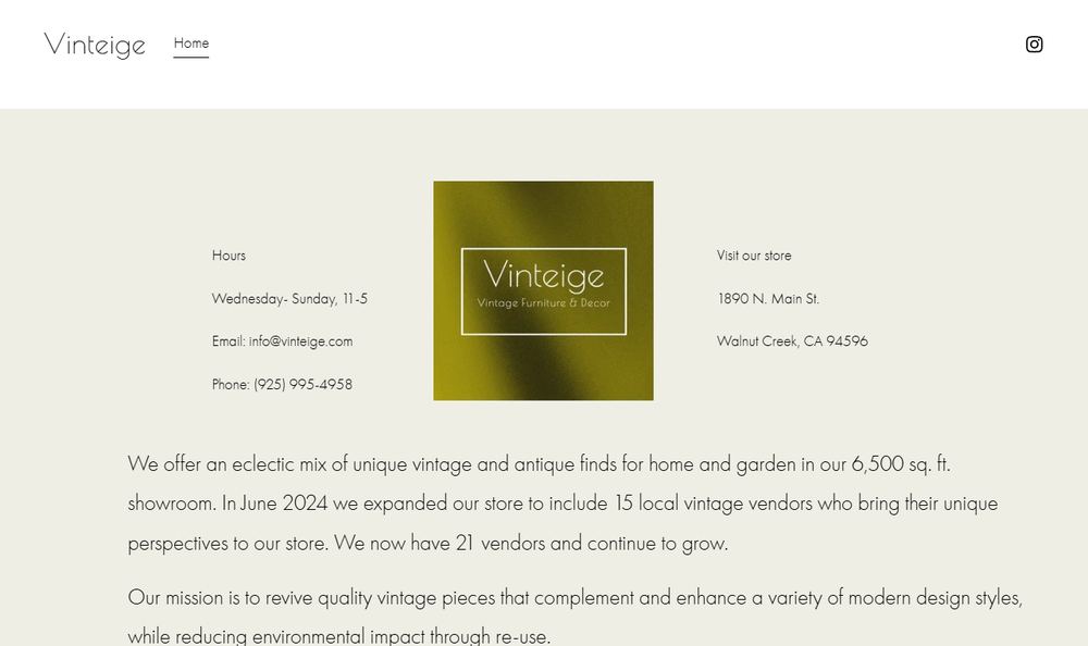 Vinteige公式サイトのファーストビュー